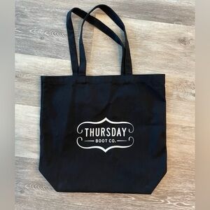 NEW Thursday Boot Co Black Cotton Canvas Logo Tote Bag